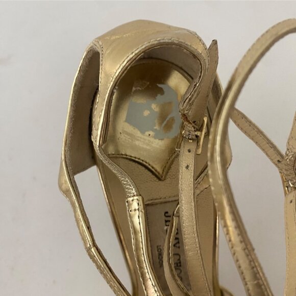Jimmy Choo Metallic Gold Heels Shoes - Picture 11 of 12